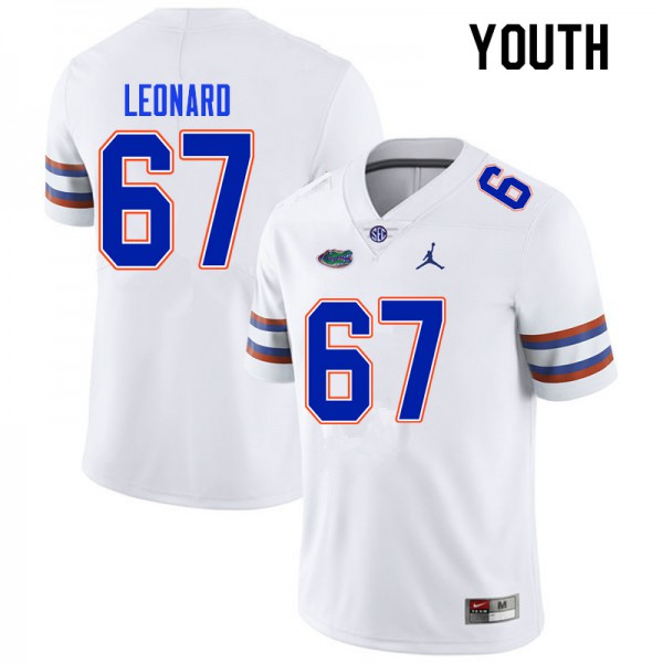 Youth #67 Richie Leonard Florida Gators College Football Jersey White